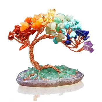 KFT Naturale de Vindecare Reiki 7 Chakra Cristal Copac de pe Agat Felie de Bază de Meditație Spirituală Feng Shui Acasă Decor Decor de Bijuterii