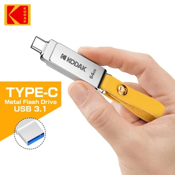 KODAK K243C OTG 2 IN 1 Pen Drive 32GB USB 3.1 Type C Memory Stick de 64GB Pendrive 128GB USB Flash Pen de Metal De Tip C Macbook