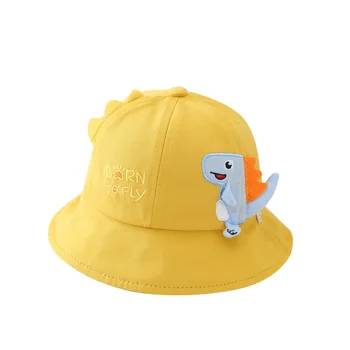LDSLYJR 2021 bumbac desene animate Drăguț dinozaur Găleată Pălărie Pescar Pălăria în aer liber, de călătorie Pălării pentru copii băiat și fată 26