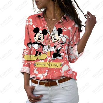 Mickey Imprimare Topuri De Femei Și Bluze Femei Libere Tricouri Casual Cu Maneca Lunga Bluze Cu Maneca Lunga Casual Camasa Casual Femei Top