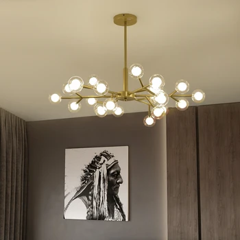 Minim lampa nordic camera de zi de decorare candelabre 2 straturi de sticla decor dormitor tavan lumina led luciu corp de iluminat suspensie