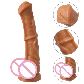 Moale Lichid de Silicon Gros Dildo cu ventuza Realist Moale Vibrator Imens Cal Dildo Lung Animal Penisul Jucarii Sexuale pentru Femei