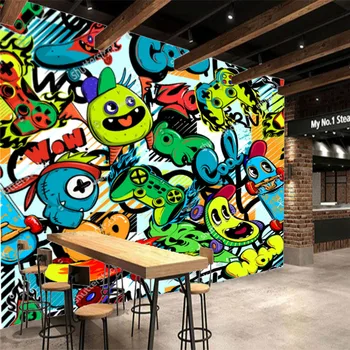 Model de desen animat Monster Industriale Decor de Fundal Graffiti Caracter Tabla de Joc Skateboard Restaurant KTV Hârtie de Perete pictura Murala