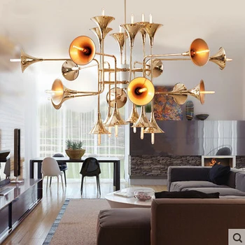 modern agățat lămpi Nordic Villa Inginerie Delightfull design lampă pandantiv de iluminat Corn Instrumente Muzicale Pandantiv Lumina