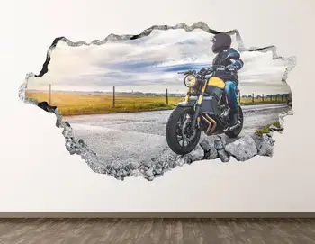Motocicleta Călătorie Perete Decal - Curse de masini Sport 3D a Spart Arta de Perete Autocolant Decor Camera pentru Copii Vinil Acasă Poster Cadou Personalizat KD705