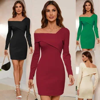 Noi Solidă de Pe umăr Rochii Mini Sexy rochii Elegante pentru femei vestidos de mujer rochii pentru femei 2022 rochie de epocă