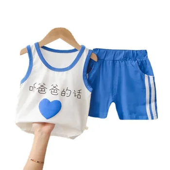 Noi Vara Fata de Copil Haine Copii Baieti din Bumbac Vesta pantaloni Scurți 2 buc/Seturi Copilul Sport Casual Costum pentru Sugari Treninguri Copii