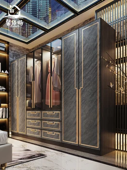 Nordic light lux asamblate dulap dormitor economic cabinet combinația de dimensiuni ușă de sticlă garderoba