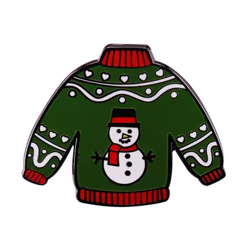 Om de zăpadă Pulover Verde Distractiv de Crăciun de Televiziune Broșe Insigna pentru Sac de Pin Rever Catarama Bijuterii Cadou Pentru Prieteni