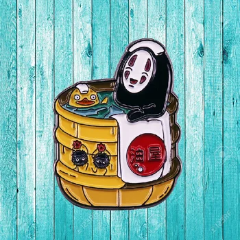Omul fără chip în Cada de baie cu Brosa Fantezie de Film Animat Insigna Creative Metal Pălărie Guler Rever Pin Piese de Bijuterii Cadou pentru Copii