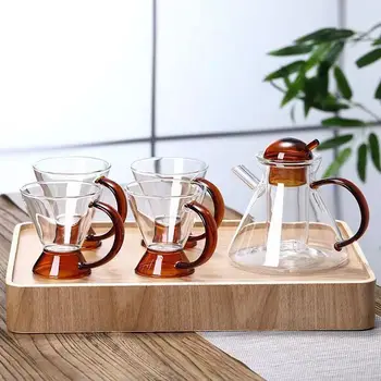 Pahar de apă rece ceașcă de sticlă rece fierbător chihlimbar cu o minge acoperi Faz oală flori ceainic set de ceai ceașcă de drăguț sticla de apa