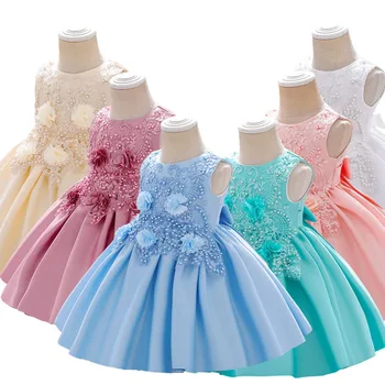 Patru Anotimpuri Printesa Rochie Fete Copii Fără Mâneci Costum Copii De Ziua Satin Cârpă Dantelă Aplicatiile De Flori Rochii 2021 Noi