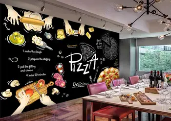 personalizat murală fotografie tapet 3d Negru magazin de pizza vest restaurant gourmet scule decor acasă imagini de fundal pentru pereți în rulouri