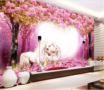 Personalizate 3d tapet Cald Taoyuan Pădure Cal Alb Unicorn 3D TV pentru Copii, cameră de Fundal tapet de Perete 3d