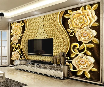 Personalizate de aur cu diamant floare Tapet Arta Murala de Perete Tablou Modern Living, Dormitor Canapea, TV Fotografie de Fundal Tapet