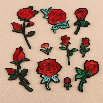 Populare Flori de Trandafir Patch-uri Pentru Haine de Fier Pe Coase Pe Țesături Brodate Insigne Aplicatiile DIY Îmbrăcăminte Accesorii