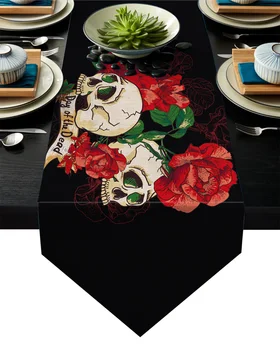 Red Rose Mexic Craniu Alergatori De Masă Pentru Petrecerea De Nunta Decor Modern Tabelul Runner Bucătărie Decor Pentru Casa