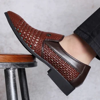 Sandale Bărbați Pantofi Casual Rochie De Culoare Solidă Rotund Forma Plat Respirabil Rezistent La Uzura, Non-Alunecare