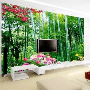 Stil chinezesc Pădure de Bambus Fotografie Peisaj imagini de Fundal pentru Camera de zi Dormitor Decor Mural Tapet 3D gazete de Perete Decor Acasă