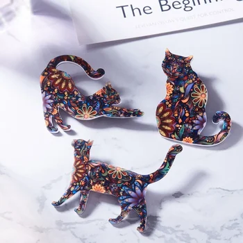 Stil Nou Animal Corsaj Broșă Moda Retro Acrilice Cat Brosa De Transfer De Căldură În Piept Ornament