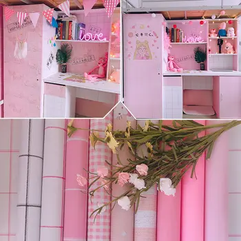 Tapet autoadezive dormitor fata rezistent la apa caldă roz tapet dormitor autocolante de perete decorativ desktop mobilier de cabinet