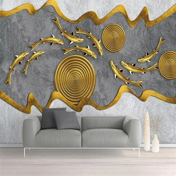 Tapet decorativ 3D folie de aur de aur de fier arta abstract fundal pictura pe perete