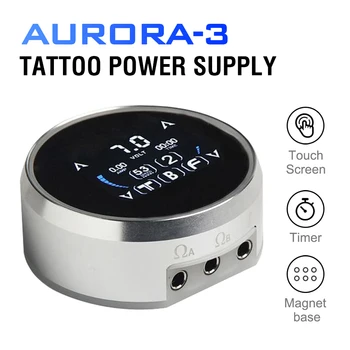 Tatuaj nou de alimentare AURORA 3 ecran tactil LCD de lumini colorate reglabil de tensiune cu adaptor de alimentare tatuaj accesorii
