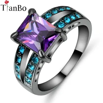TianBo Pătrat de Design de Moda Violet/Curcubeu CZ Inel Marimea 8 Negru/Auriu Culoare Bijuterii de Epocă de Logodna Inel de Nunta pentru Femei