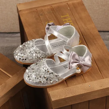 Toamna Noua Copii Din Piele Pantofi Casual Fete Printesa Toc Plat Petrecere Pantofi De Moda Paiete Papion Pearl Copii Pantofi Pentru Fete
