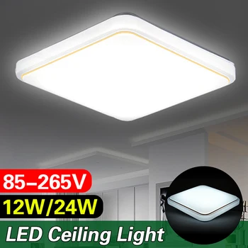 Ultra-Subțire LED Panel LED Lampă de Plafon Lumina 12W 24W Patrata Jos de Lumină Montate pe Suprafață AC 85-265V Moderne Lampa Pentru Iluminat Acasă
