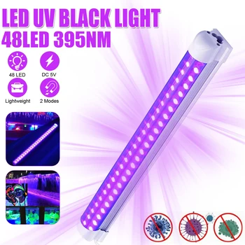 UV cu LED-uri Benzi Tub de Lumină Lumina Ultravioleta Bar USB 10W 48LED Negru Lumina Portabil Petrecere Lampa Strălucire în Întuneric 385-400nm Negru