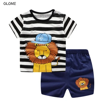 Vara Anime Băiat și Fată Seturi de Îmbrăcăminte Leu Desene animate Toddler T-shirt-uri cu Acelasi Stil Pantaloni Copii 2 Buc Siuts
