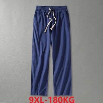 vara primavara pantaloni largi picior lenjerie de pat bumbac stil Chinezesc plus dimensiune 7XL 8XL 9XL tang costum de epocă homewear pantaloni pierde elasticitatea