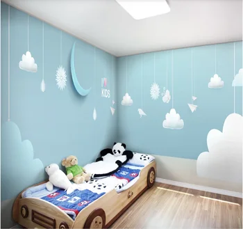 xuesu tapet Personalizat copii de desene animate de fundal de perete toată casa nor alb de lună albastră 8d perete care acoperă