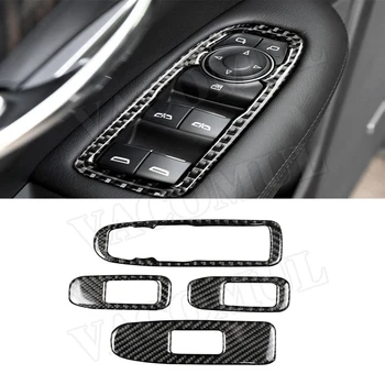 4buc Fibra de Carbon Geam Interior Ridicați Butonul de pe Panoul de Decorare Autocolant Auto Styling Pentru Cadillac XT5 2016 -2019 Accesorii Auto