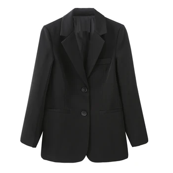 Modă și elegant, cu mâneci lungi slim fit blazer jacheta doamnelor casual costum negru jacheta de primavara si toamna doamnelor office sacou l