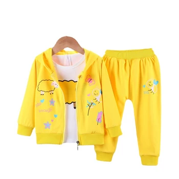 Noi Primavara Toamna Baby Girl Haine pentru Copii Drăguț Jacheta cu Gluga T-Shirt, Pantaloni 3Pcs/Set Toddler Casual Costum de Îmbrăcăminte pentru Copii